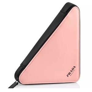 Prada Beauty Pink And Black Triangle Pouch/Cosmetic Bag New With Tags
